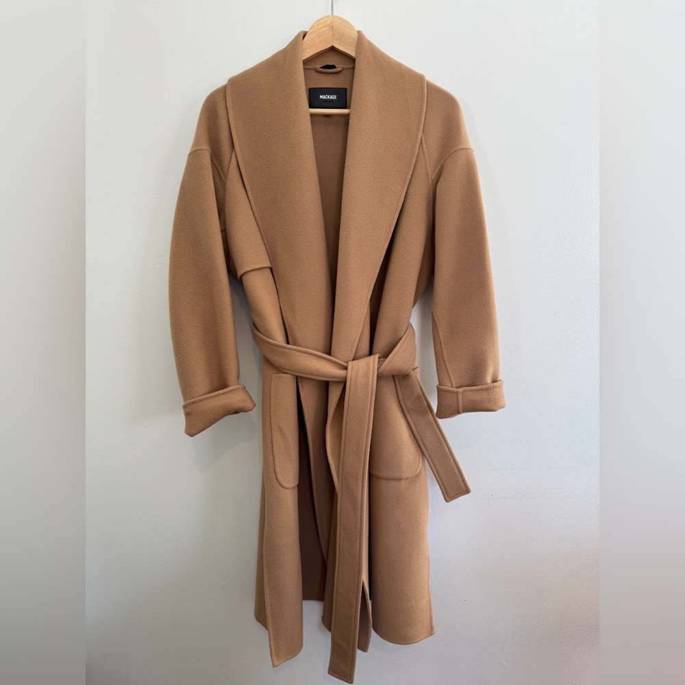 Mackage Thalia Wool Belted Robe Coat - Picture 3 of 12
